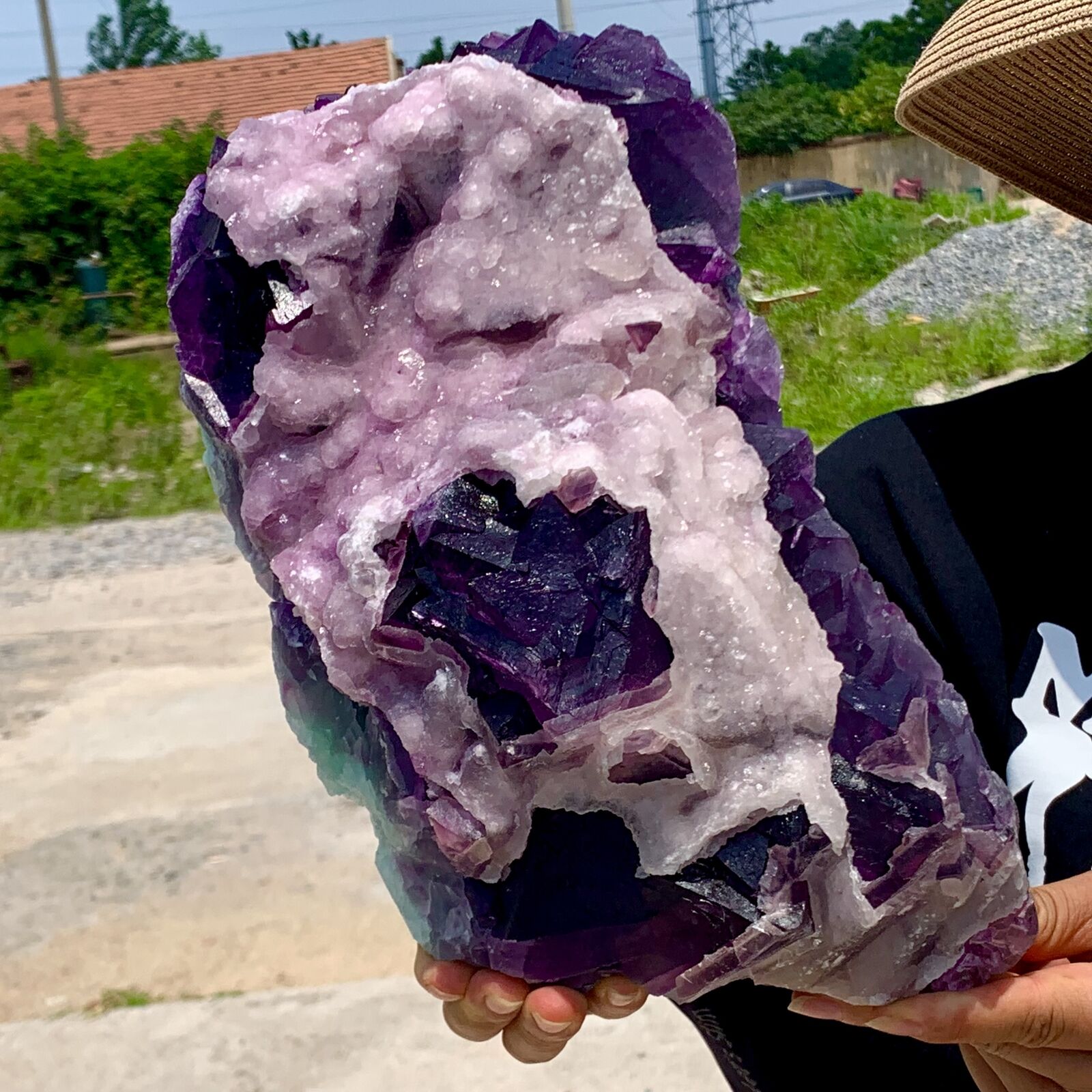 17.38LB Rare crystal samples of transparent purple cubic fluorite/China