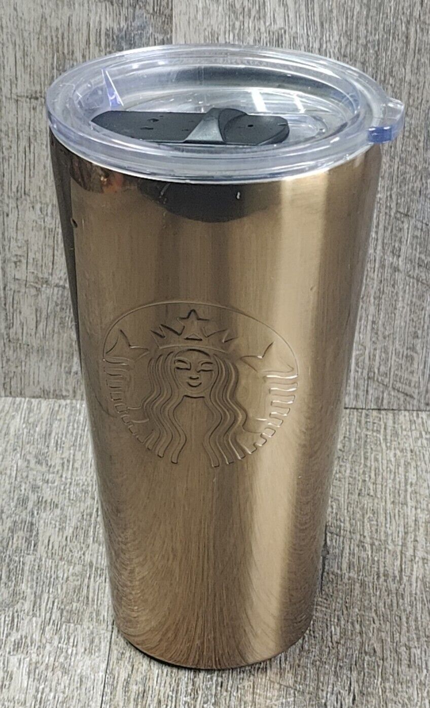 Starbucks Copper Gold Stainless Steel Cold Cup Logo Venti Tumbler 2016