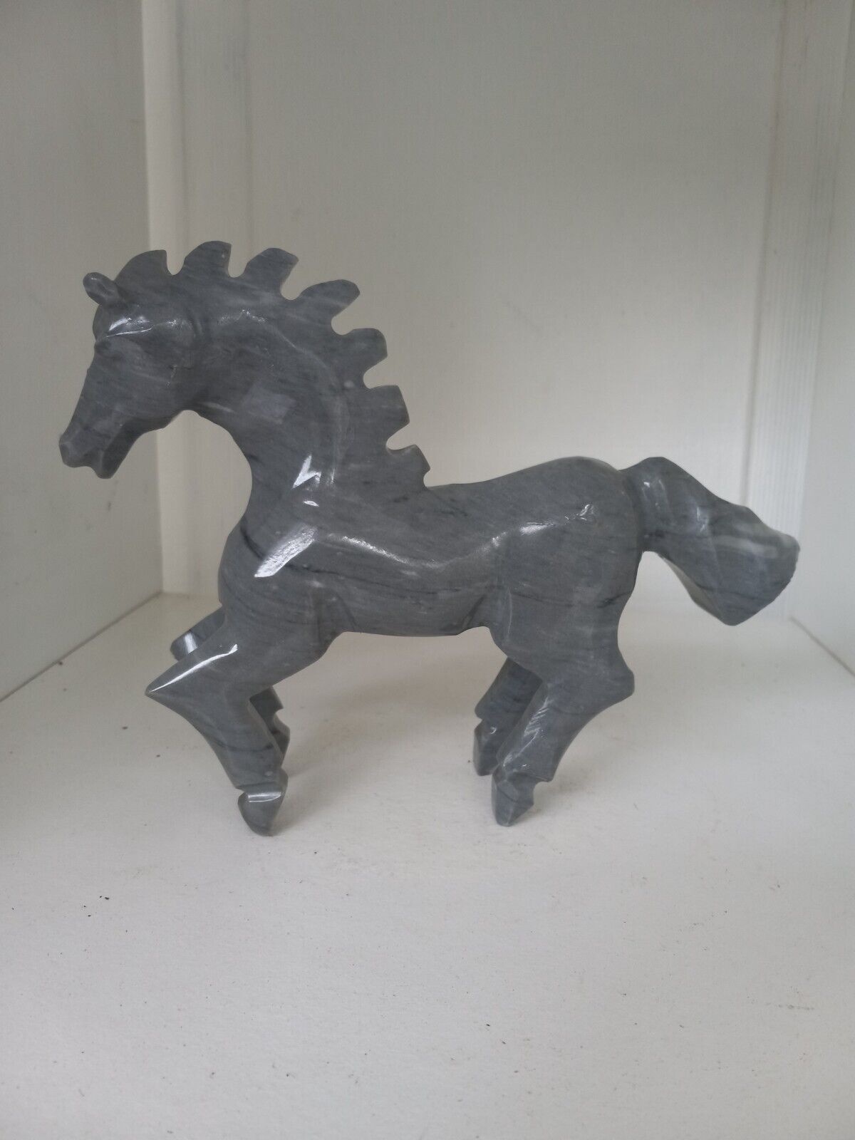 Hand carved stone horse figurine