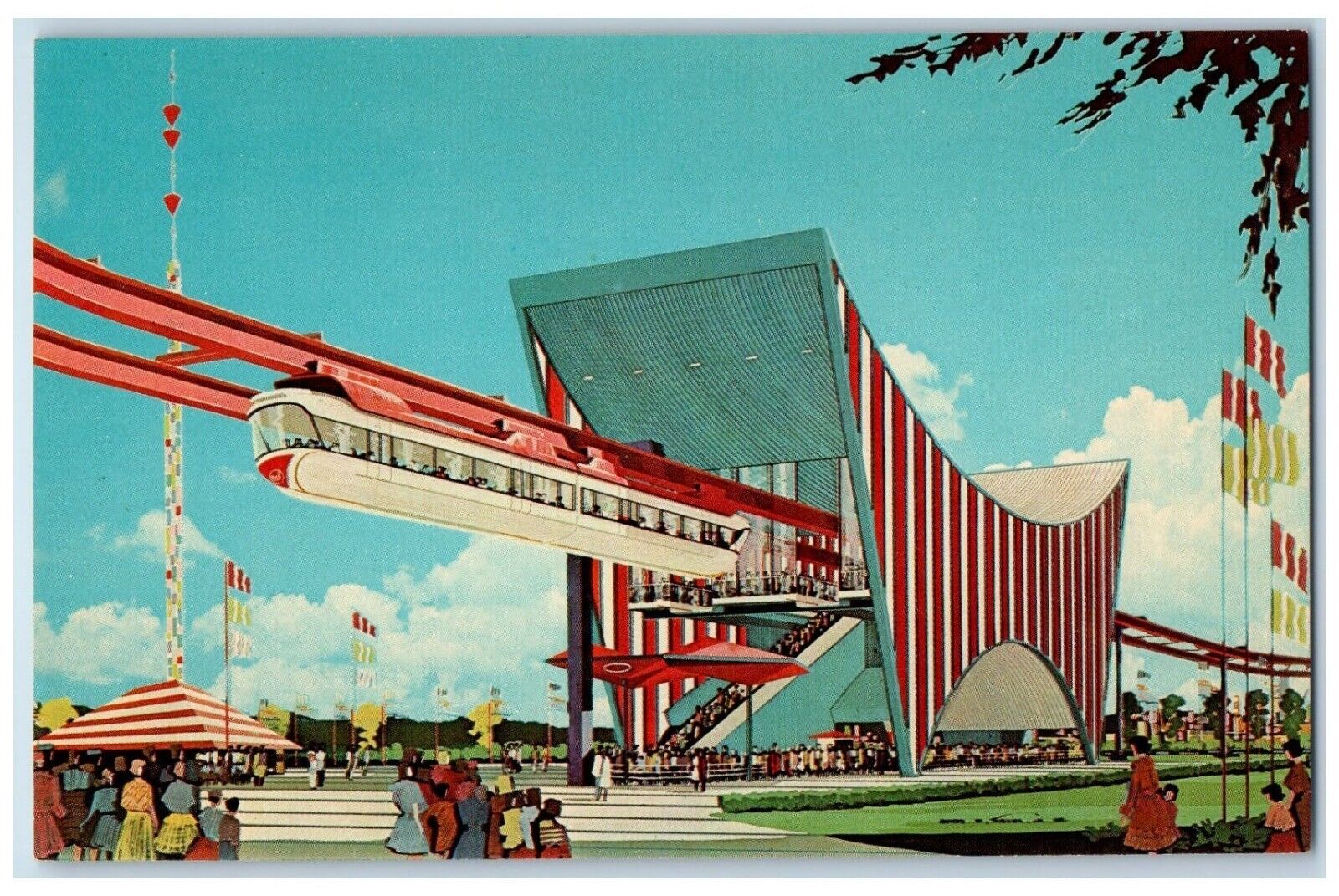 c1960's AMF Monorail New York Worlds Fair Unisphere New York NY Vintage Postcard
