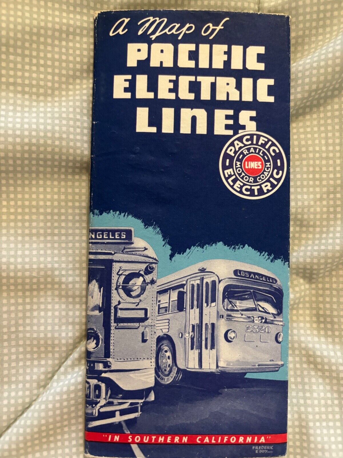 1947 Pacific Electric Railway Train Guide Huge Color Map