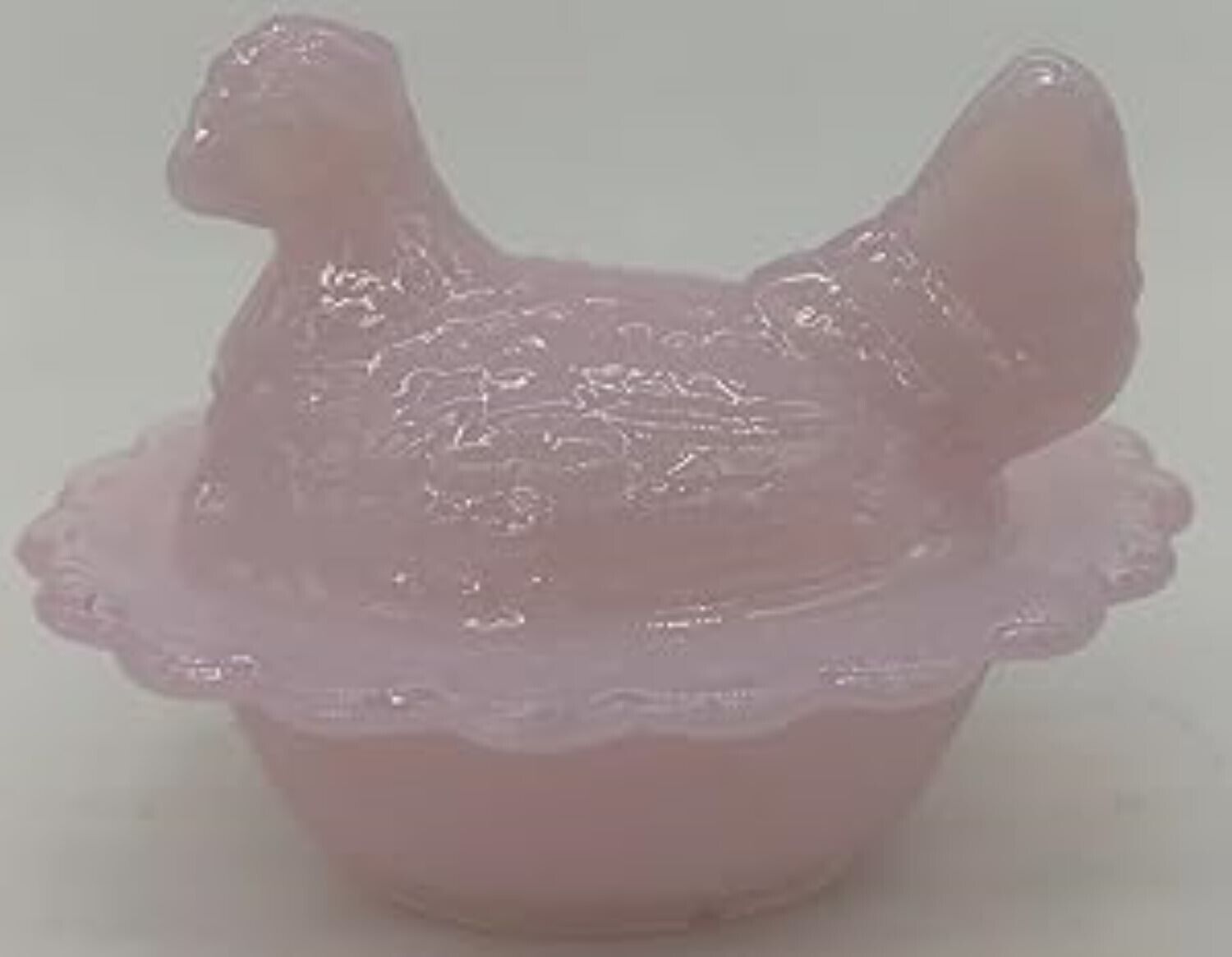 Mini Hen - Chick Salt Cellar Dip - Crown Tuscan Pink Glass - Mosser USA