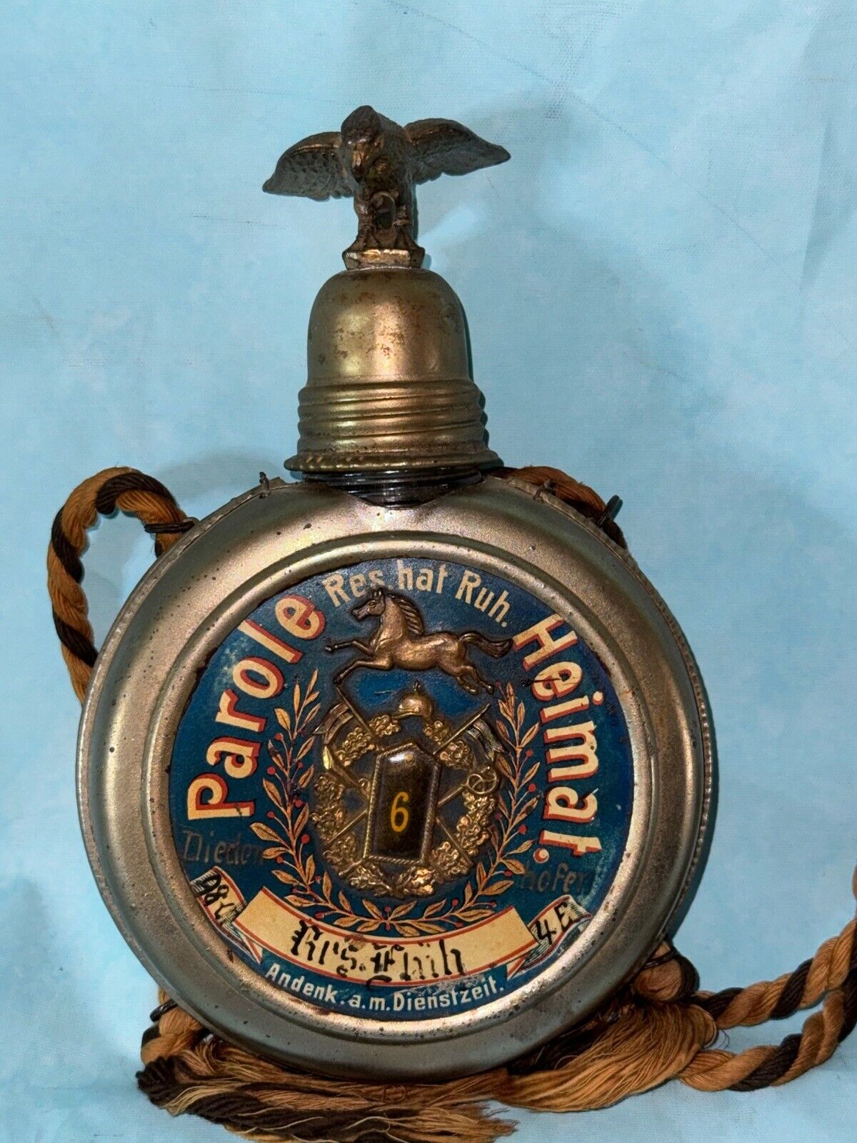 Pre WW1 German Souvenir of Service Bottle,Flask,Named,6th Regiment,1898-1901 
