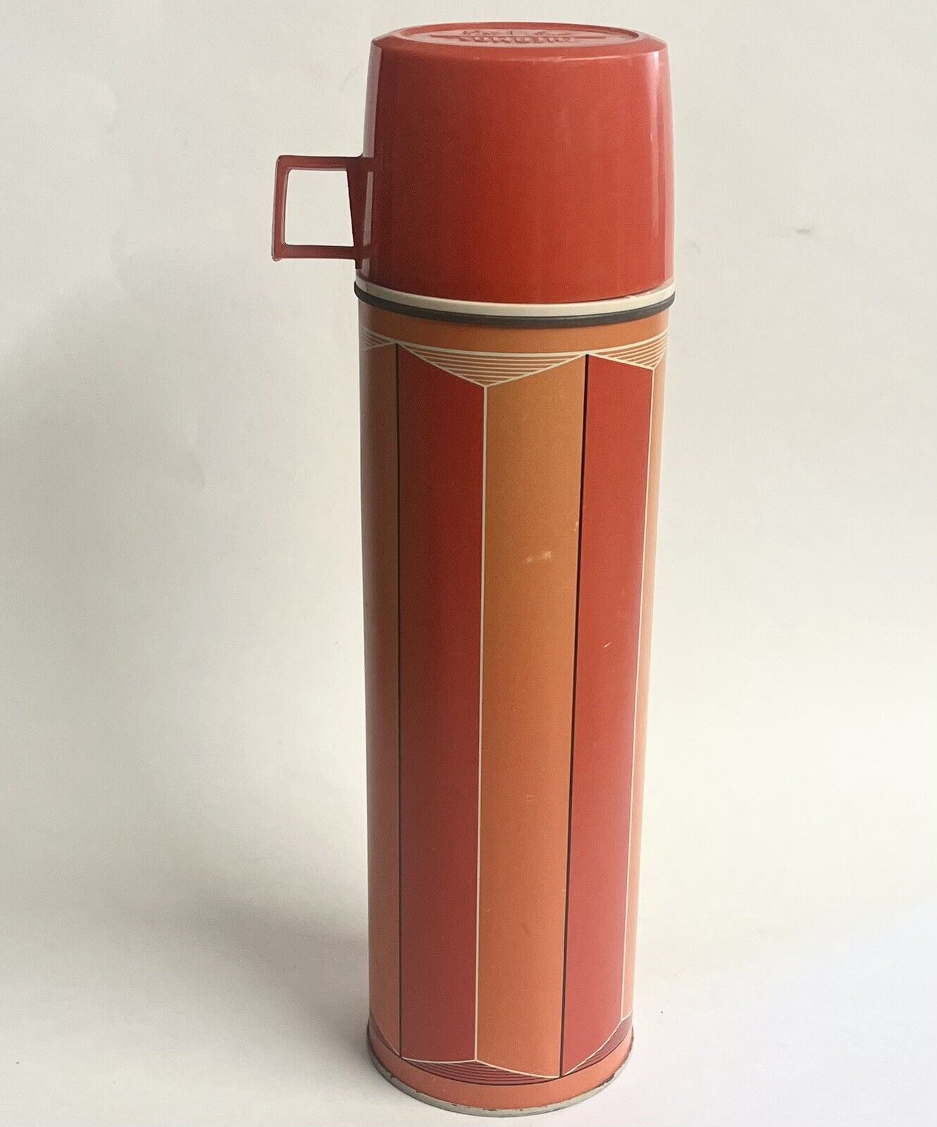 Vintage 1974 King-Seeley Thermos #2410 Red Orange Metal USA Lrg 13.5”T Hot Cold
