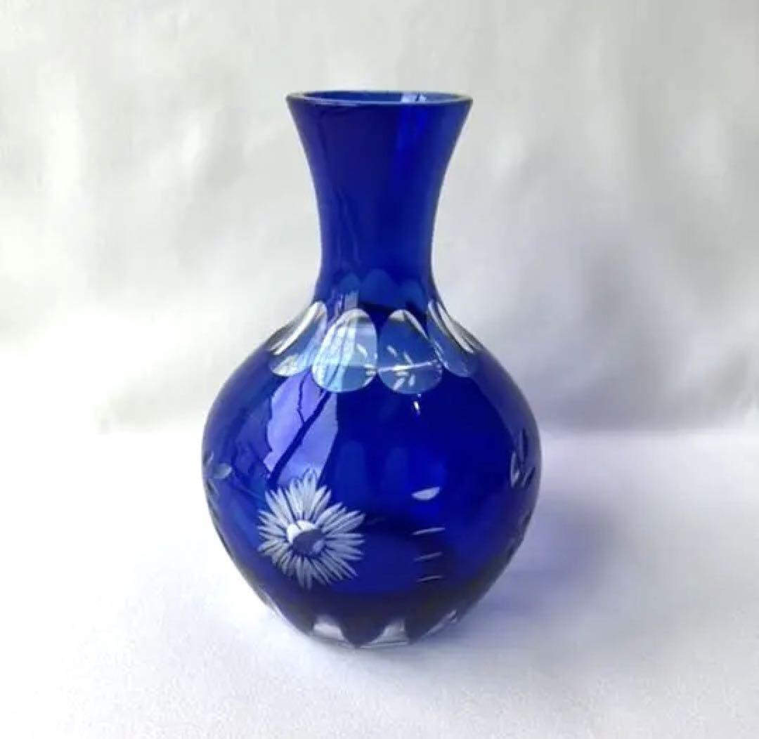 Edo Kiriko Vase  Blue