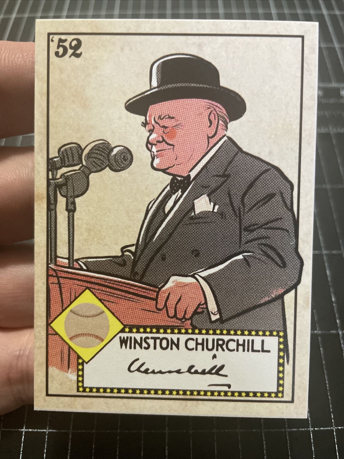 ‘52 Design Winston Churchill Baseball Card Art Print Trading Card  - by MPRINTS