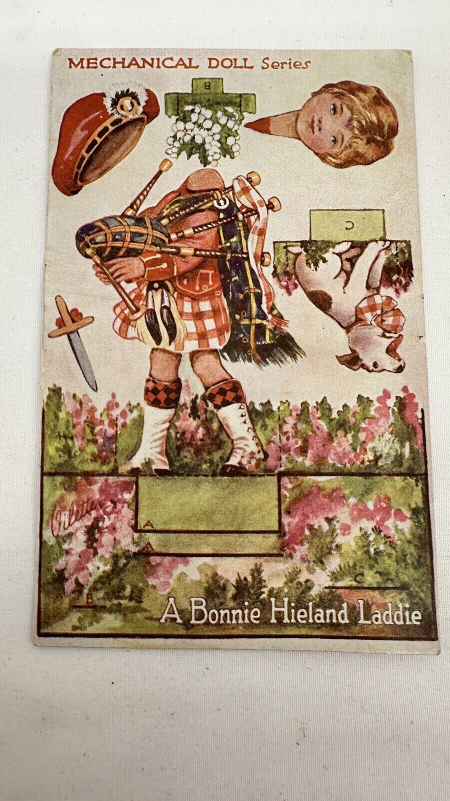 Tuck’s Post Card Postcard No 3394 Mechanical Doll Series Bonnie Hieland  Laddie