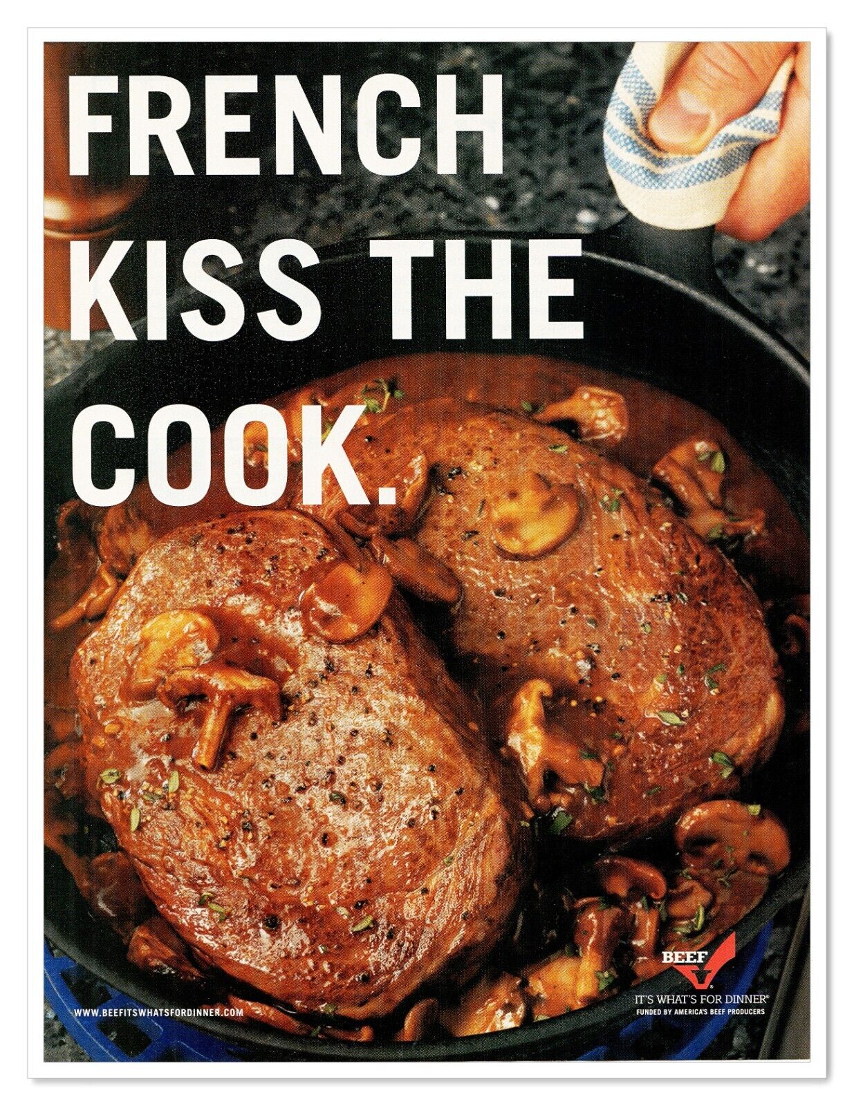 Beef It\'s What\'s for Dinner Kiss the Cook 2006 Full-Page Print Magazine Ad