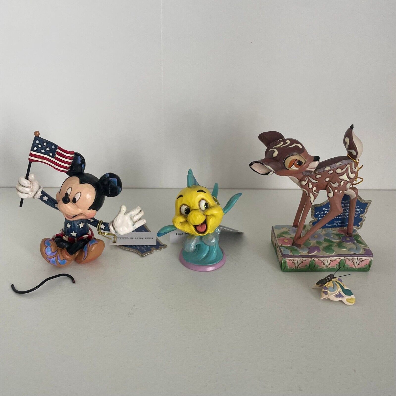 Disney Traditions Patriotic Mickey, Flounder & Bambi Pack of 3 Figurines Damaged