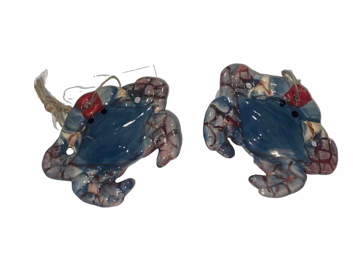 Beachcombers Coastal Maryland Blue Crab Ceramic Holiday Ornament Set of 2