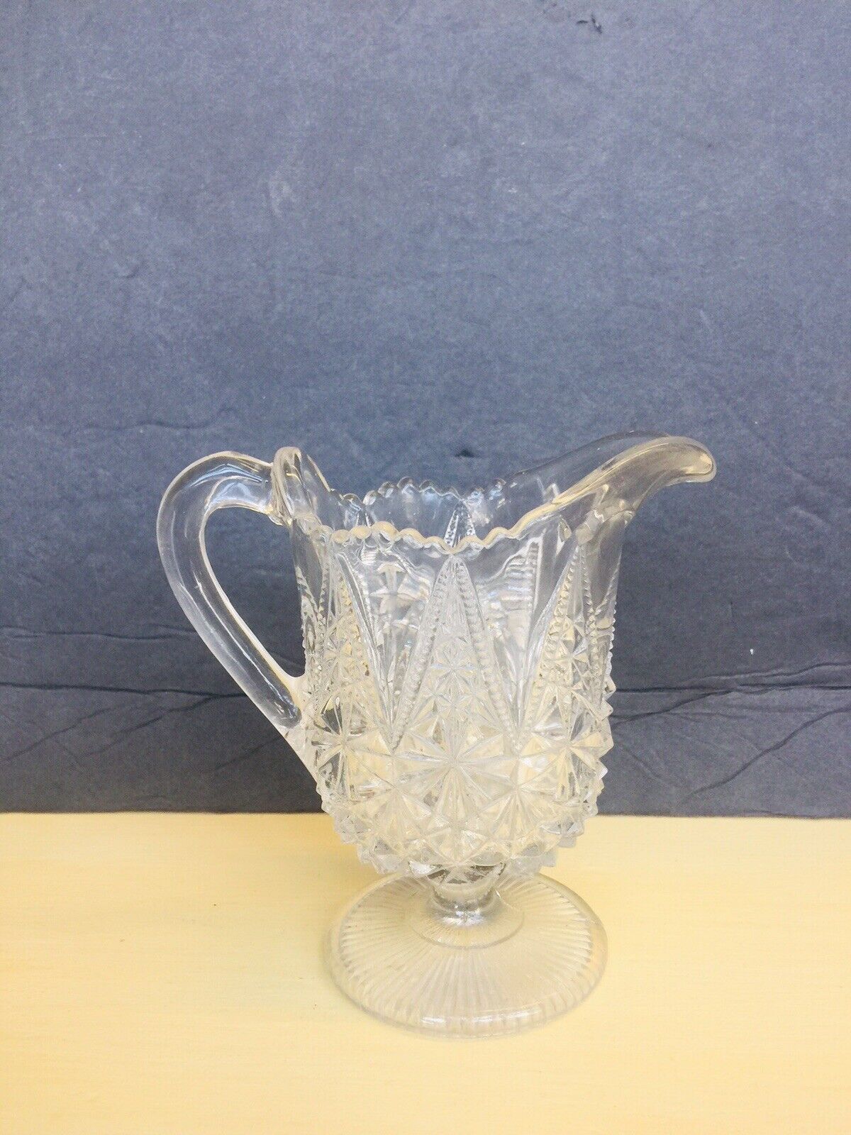Vintage Antique Crystal Glass Pattern  Victorian Pitcher Vase