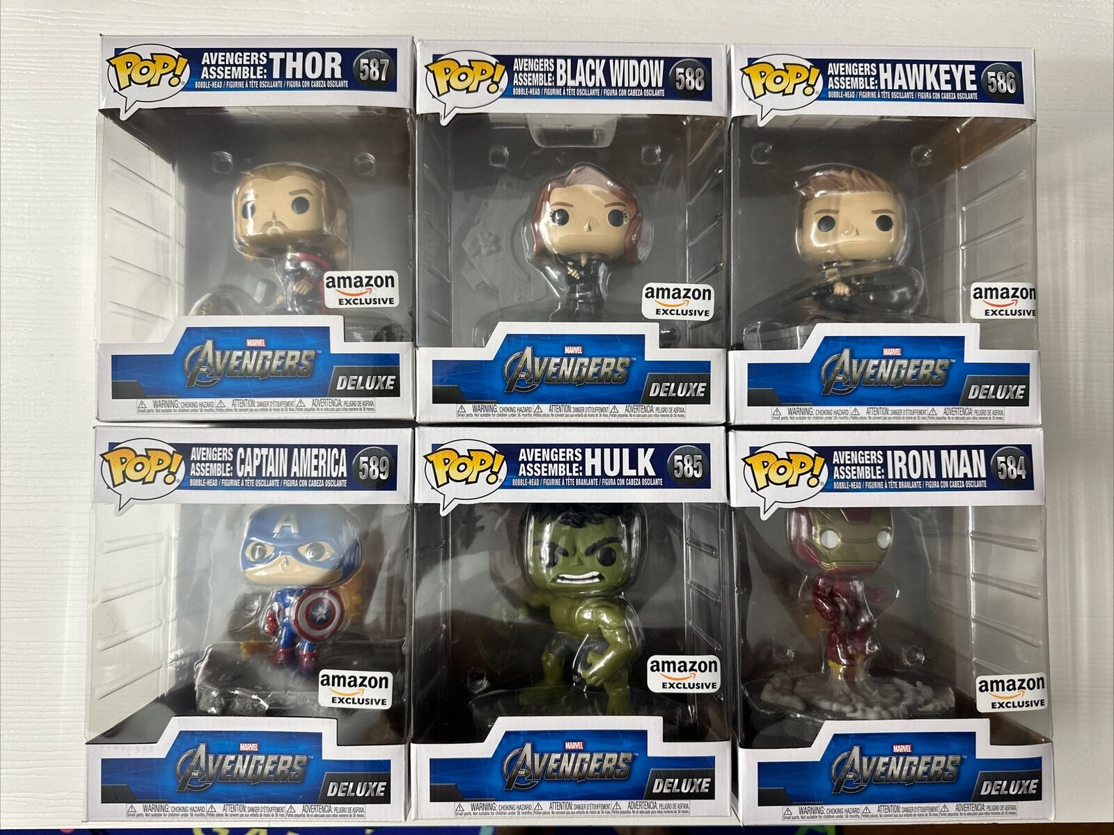 Marvel Avengers Assemble deluxe Funko Pops set.complete With Base. Mint