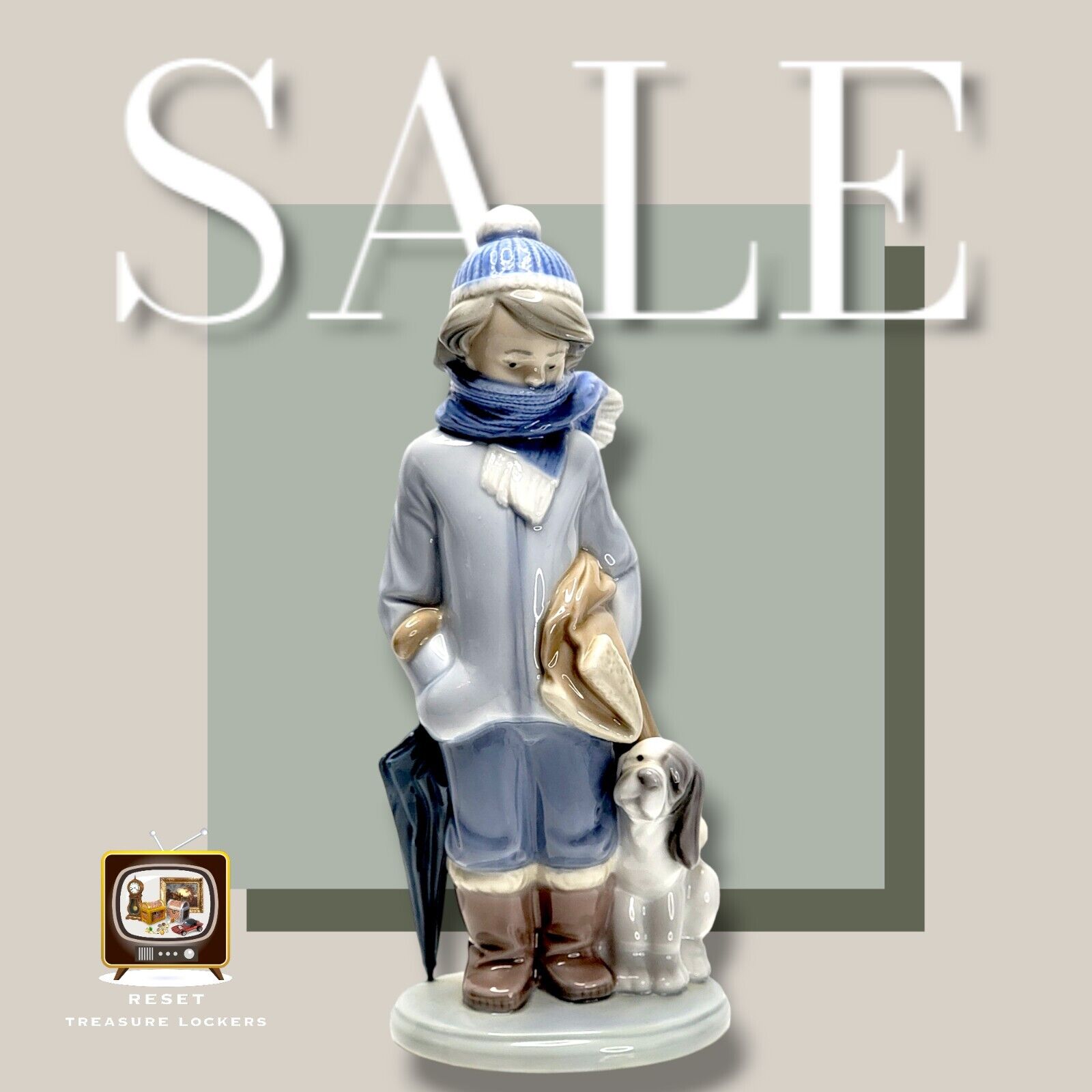 Lladro Winter Boy with Dog # 5220 Figurine Made in Spain (7.5 by 3.5 by 3\