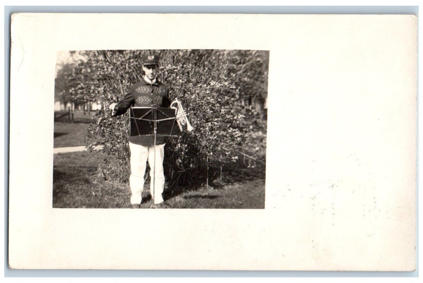 Jewell Iowa IA Postcard RPPC Photo Musician Conductor Band Trumpet 1914 Antique