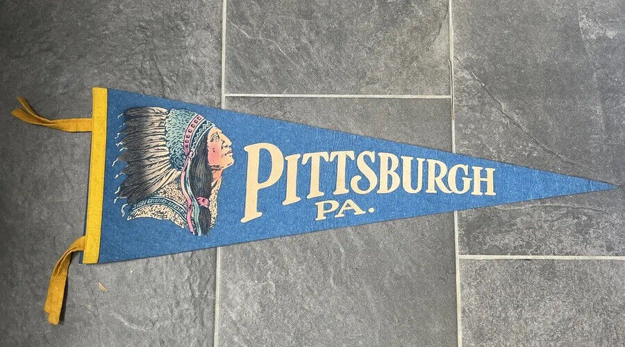 Vintage Pittsburg Pennant Native American Indian Chief 
