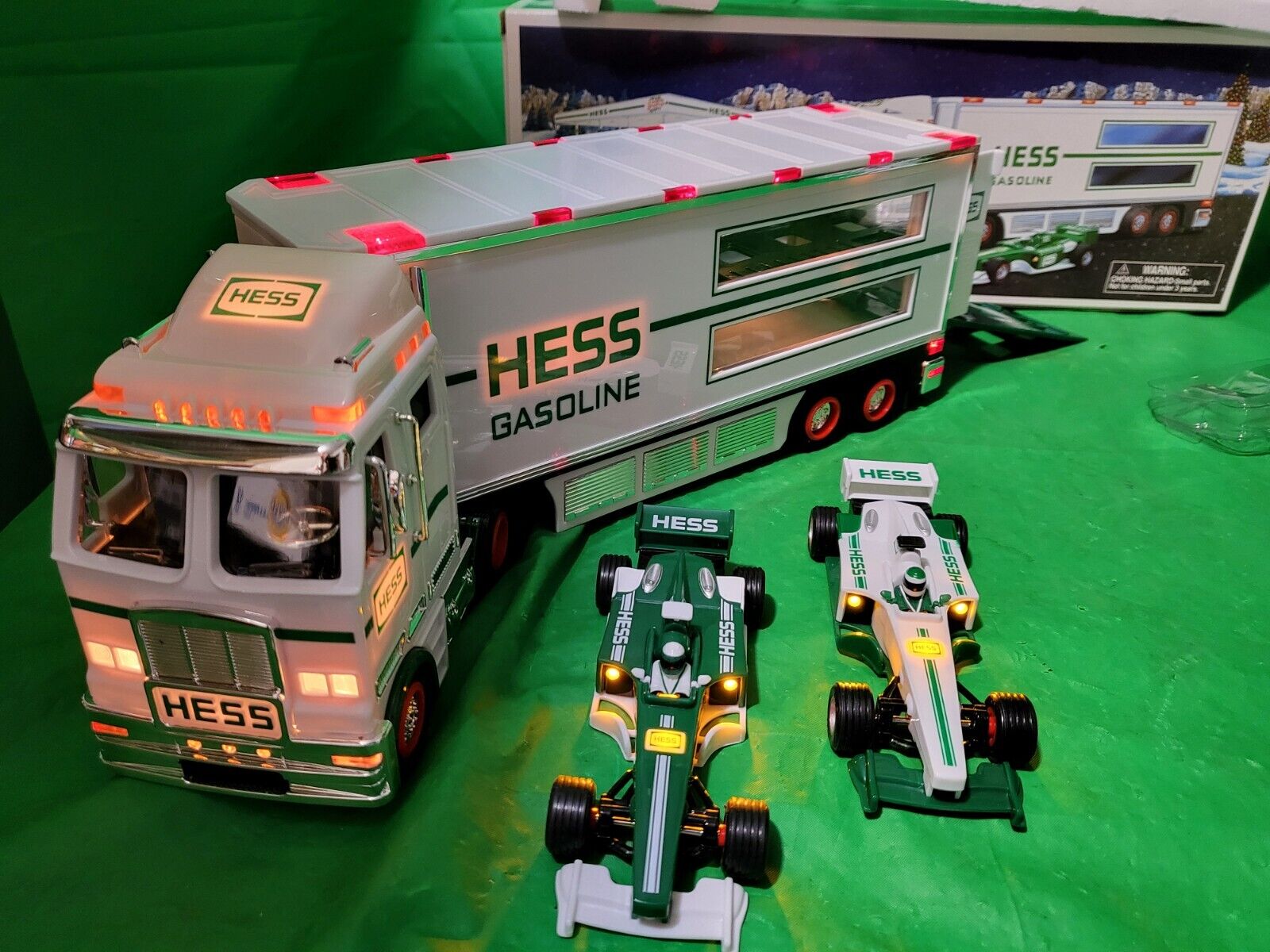 2003 Hess Toy Truck and Race Cars NEW with Inserts