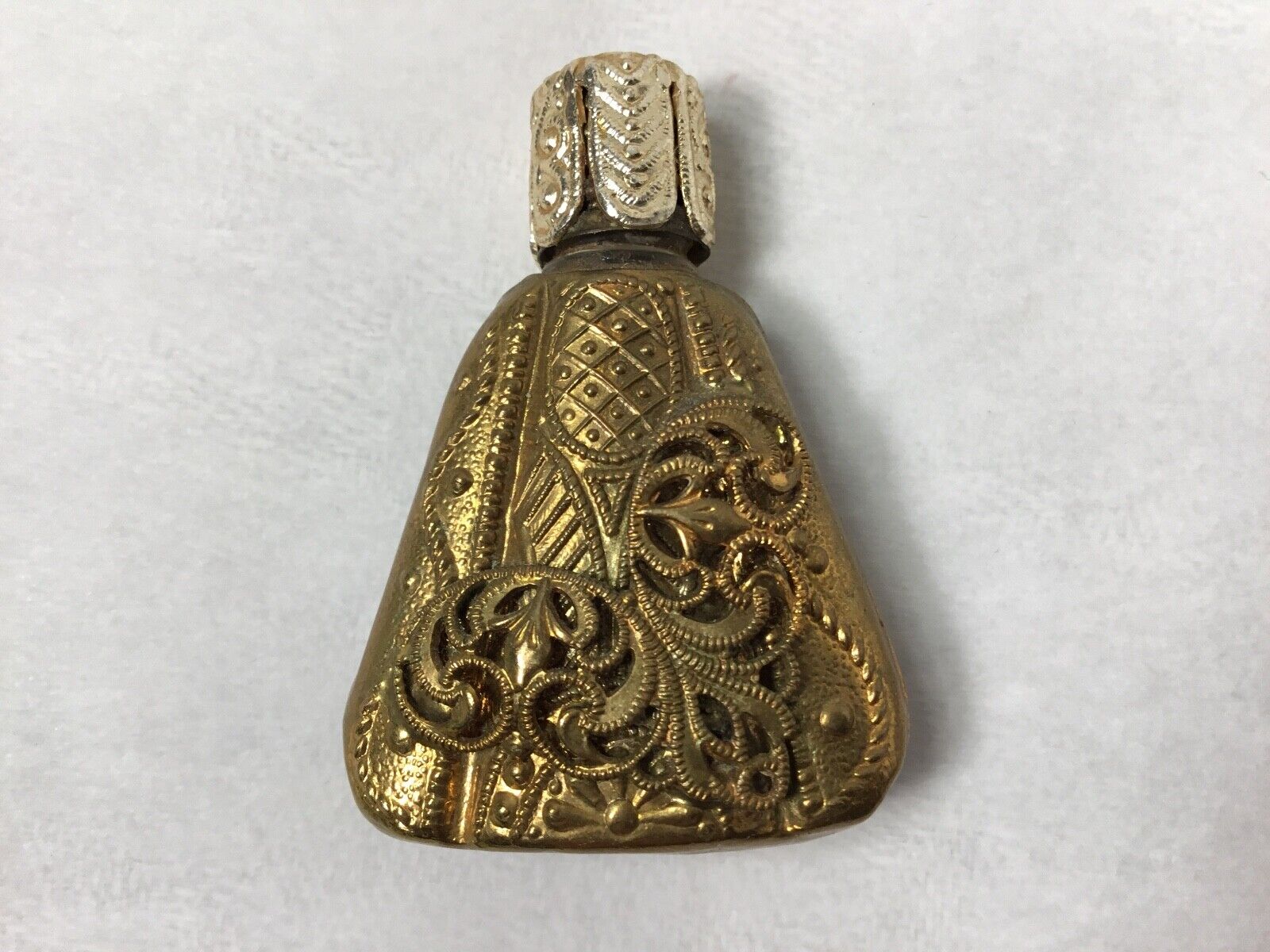 ormalu style brass filigree miniature perfume bottle