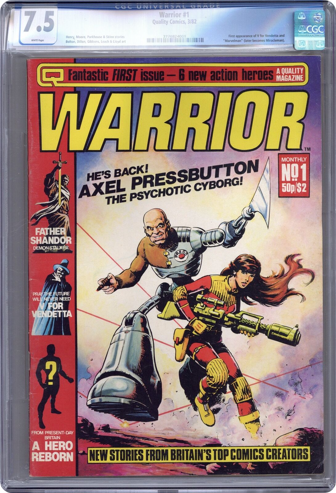 Warrior UK #1 CGC 7.5 1982 3776824001 1st app. Alan Moore's MarvelMan