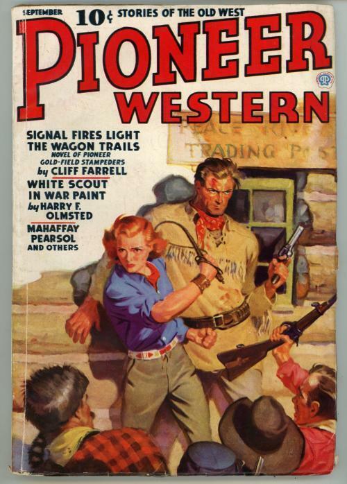 Pioneer Western Sep 1937 Pulp Redhead w/ Whip Cover Art