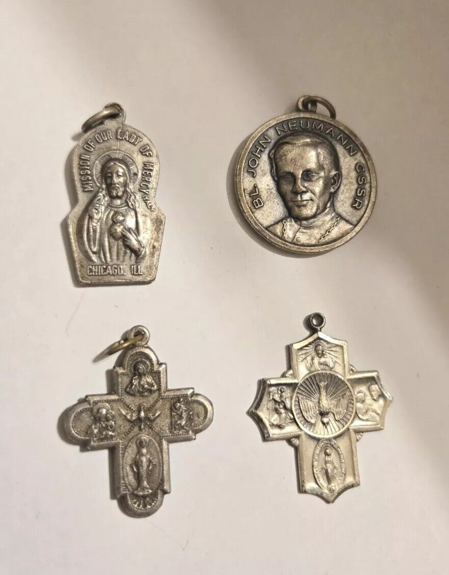 Vintage Detailed  Catholic Religious Medal LOT 1 Marked Sterling F5