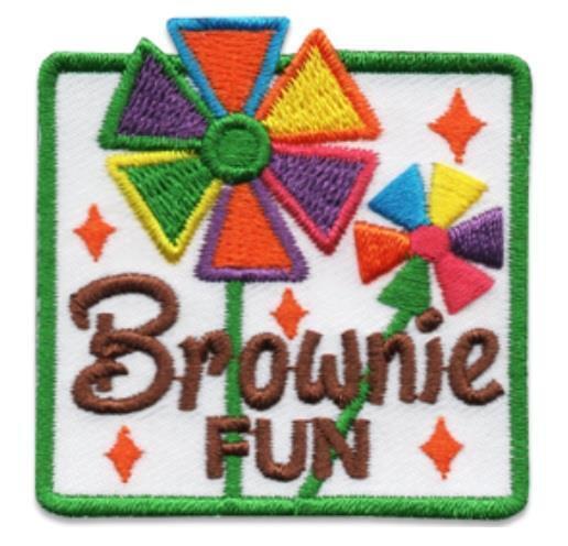 Girl BROWNIE FUN Patches Crests Badges SCOUT GUIDES Troop Bridging Pinwheel