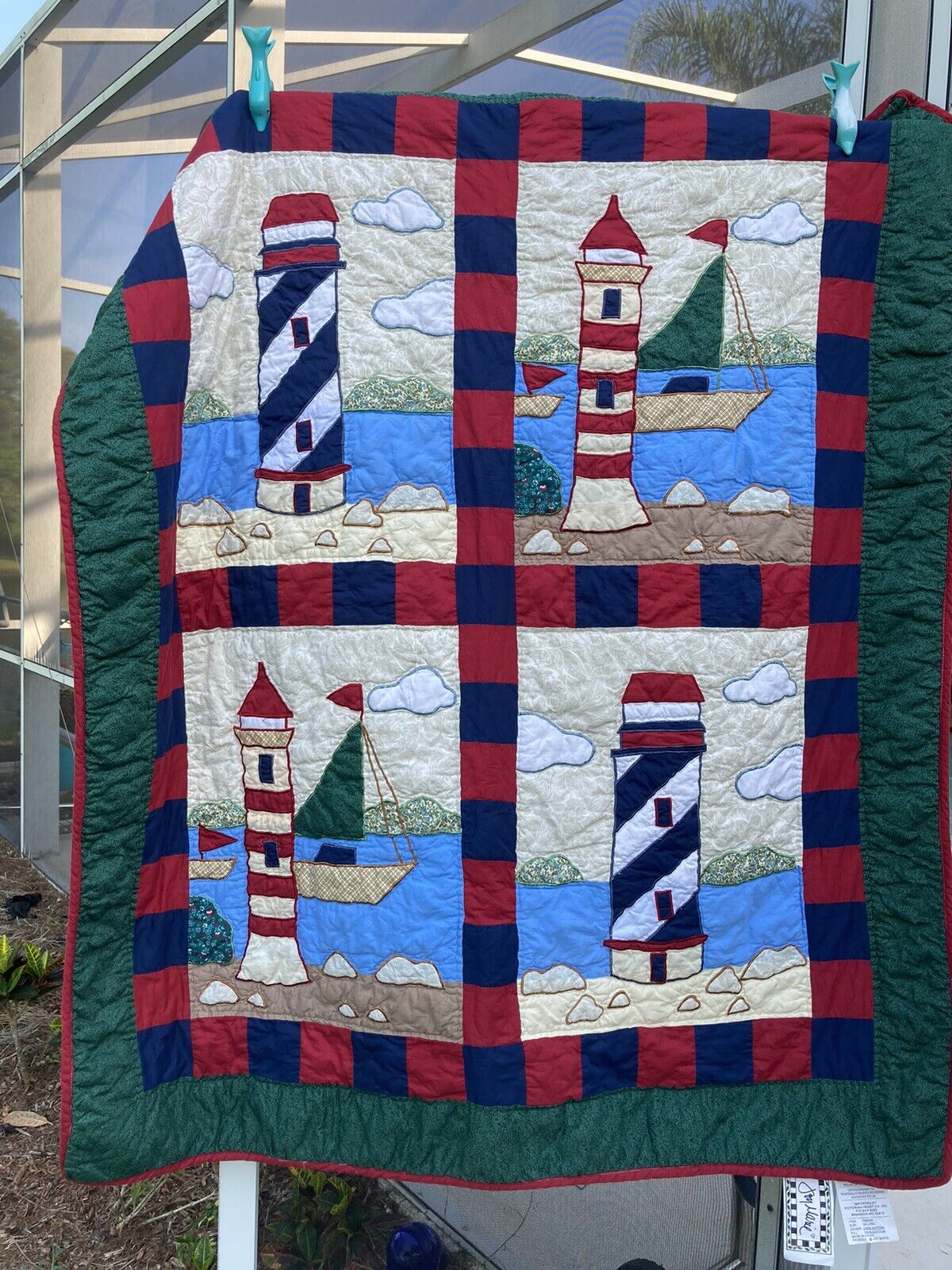 Gorgeous Lighthouse Quilt Throw OR Wall Quilt Wall Deco.