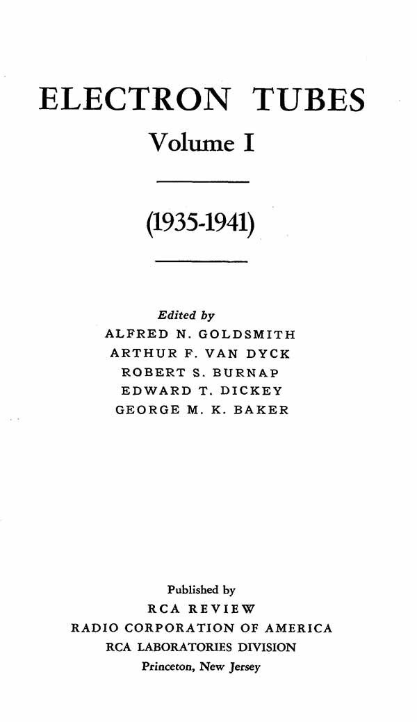 ELECTRON TUBES (VOLUME I) 1942 1948 PDF