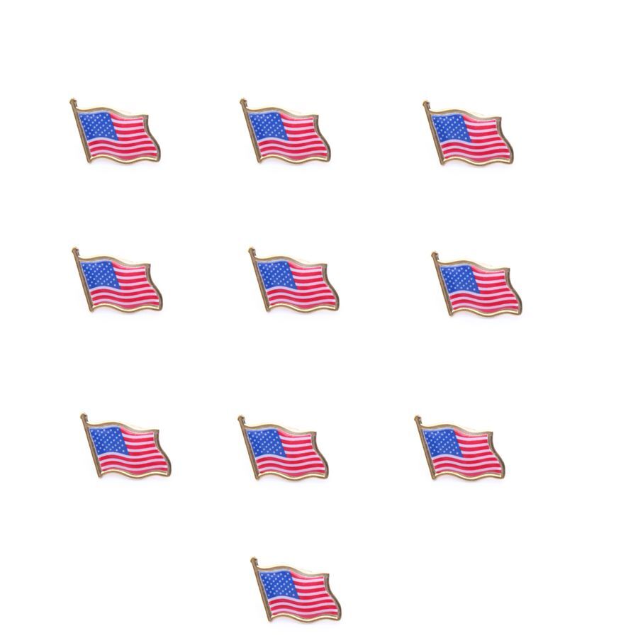 LOT OF 10 AMERICAN FLAG LAPEL PINS United States USA Hat Tie Tack Badge Pin