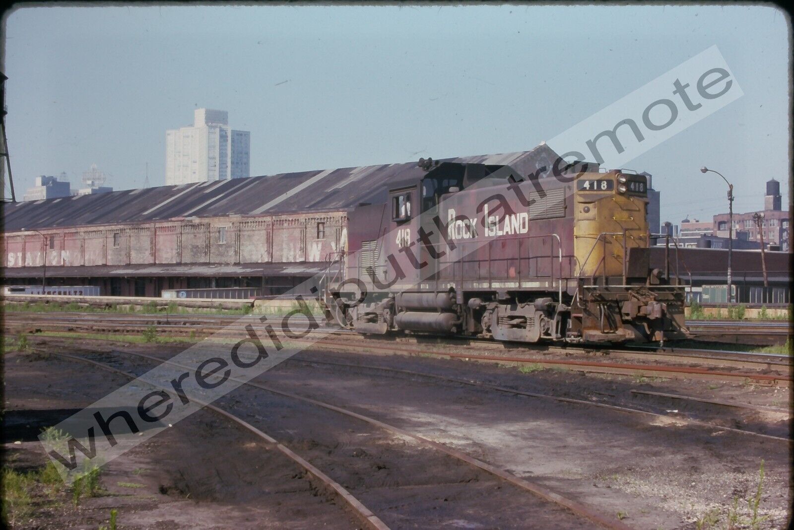 Orig. Slide Chicago Rock Island & Pacific CRIP 418 C415 16th St Chicago 7-15-74