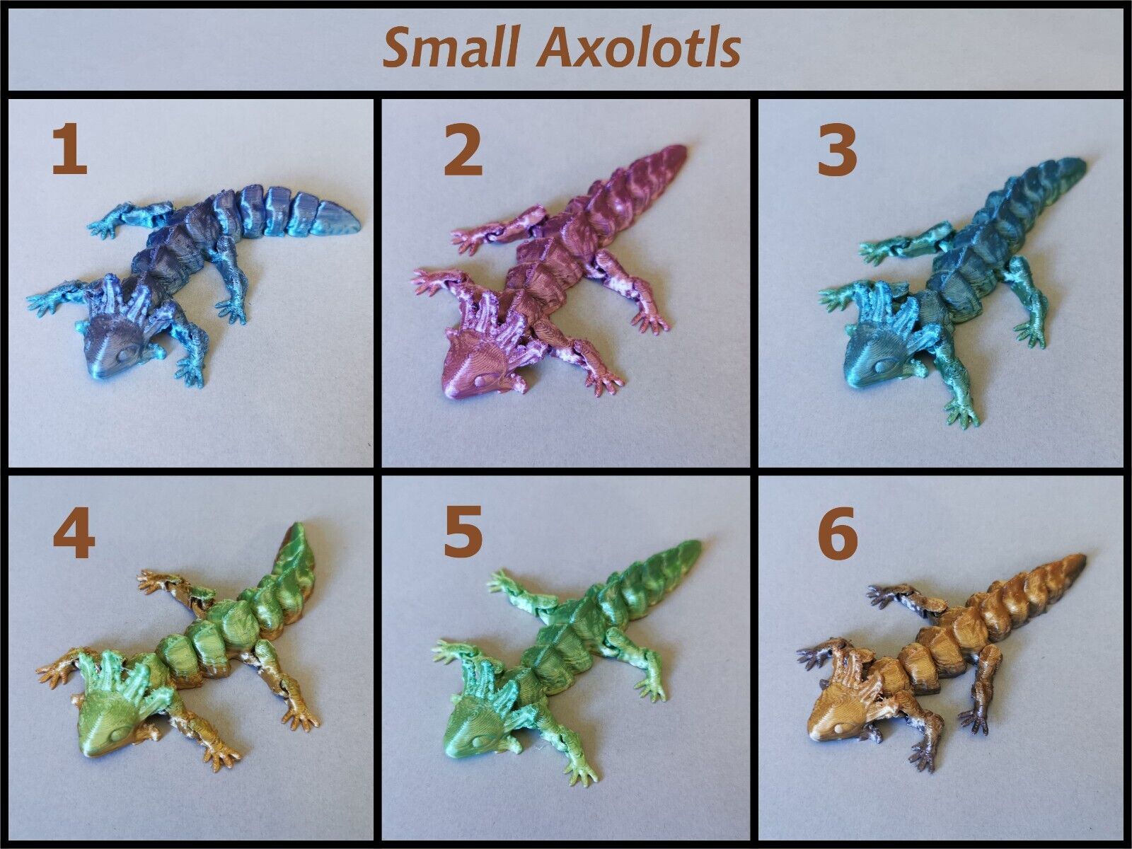 Axolotl - Multicoloured - Articulated - Water Dragon - Pick Your Own Xmas gift.