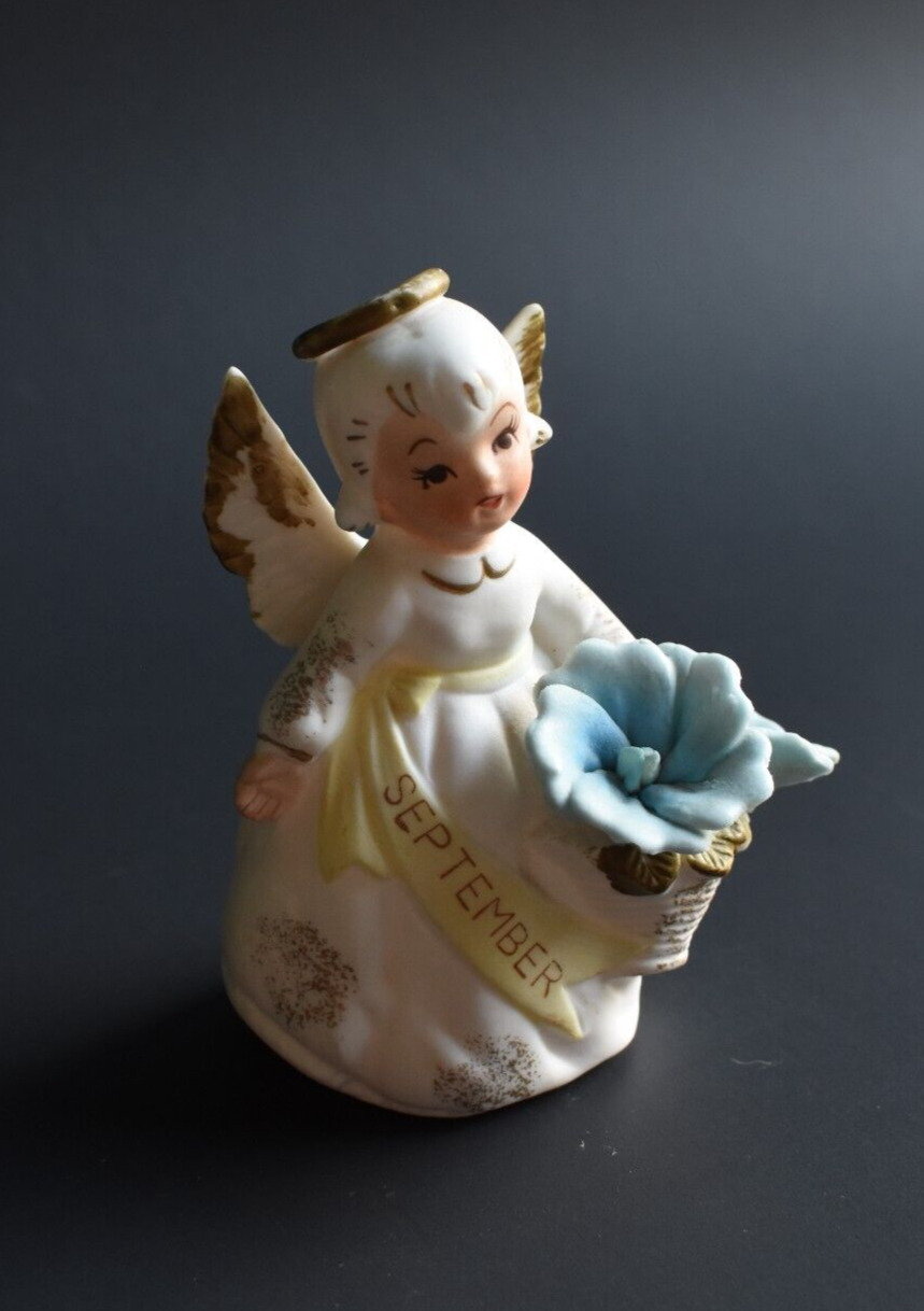 VTG Lefton 3332 September Angel Porcelain Figurine w/ Morning Glories
