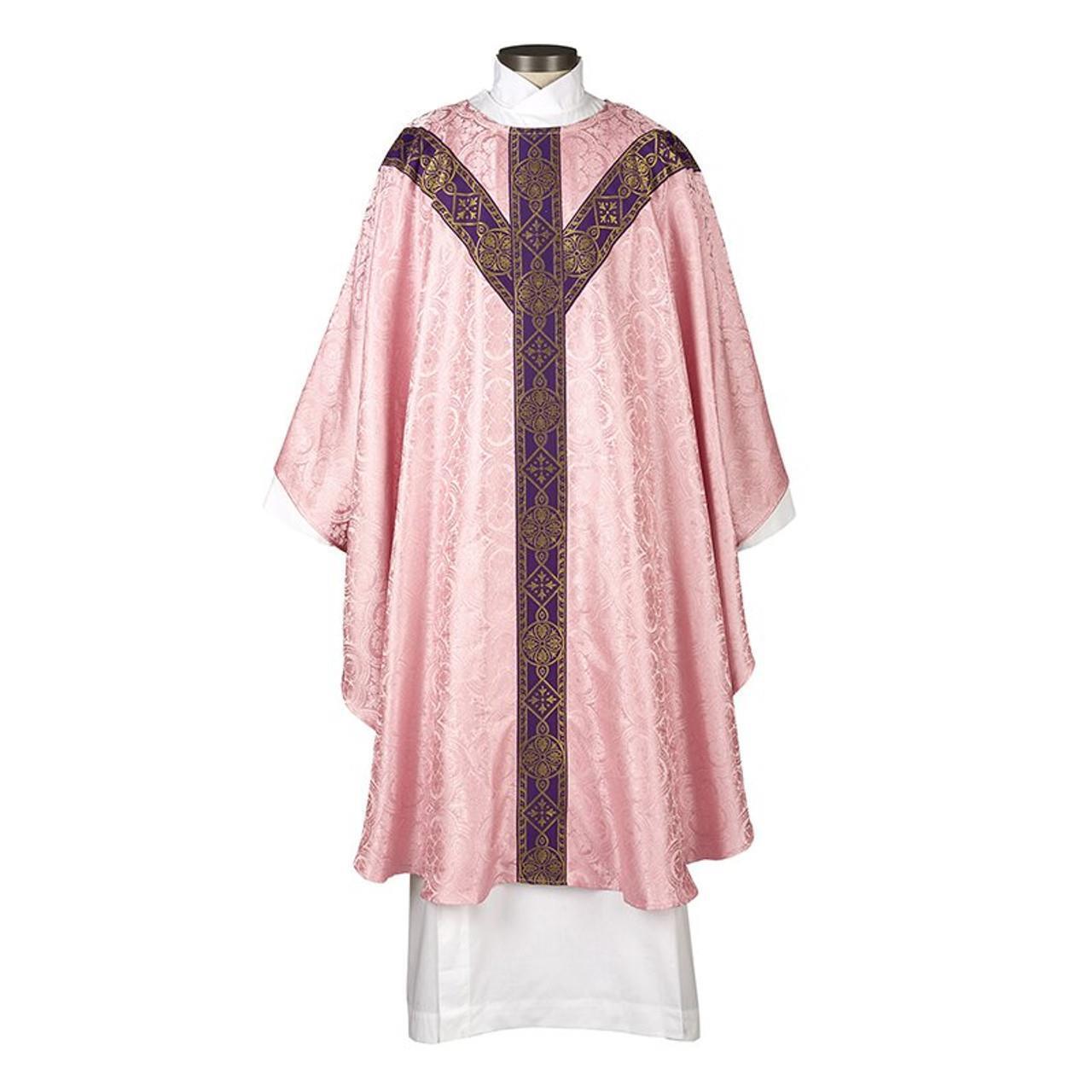 Satin Avignon Collection Semi - Gothic Chasuble Pink Polyester Size:59 x 51