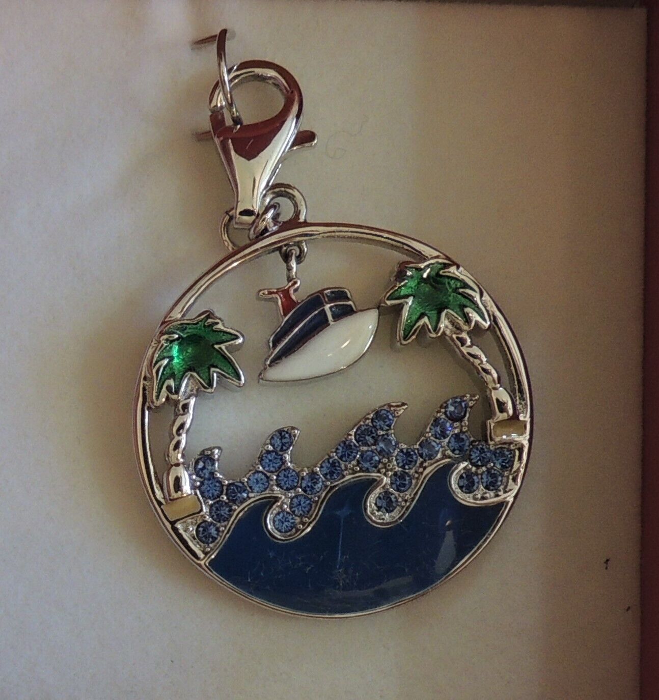NEW ~ CARNIVAL cruise ~ swarovski charm~ Panorama ~sterling silver ~in gift box