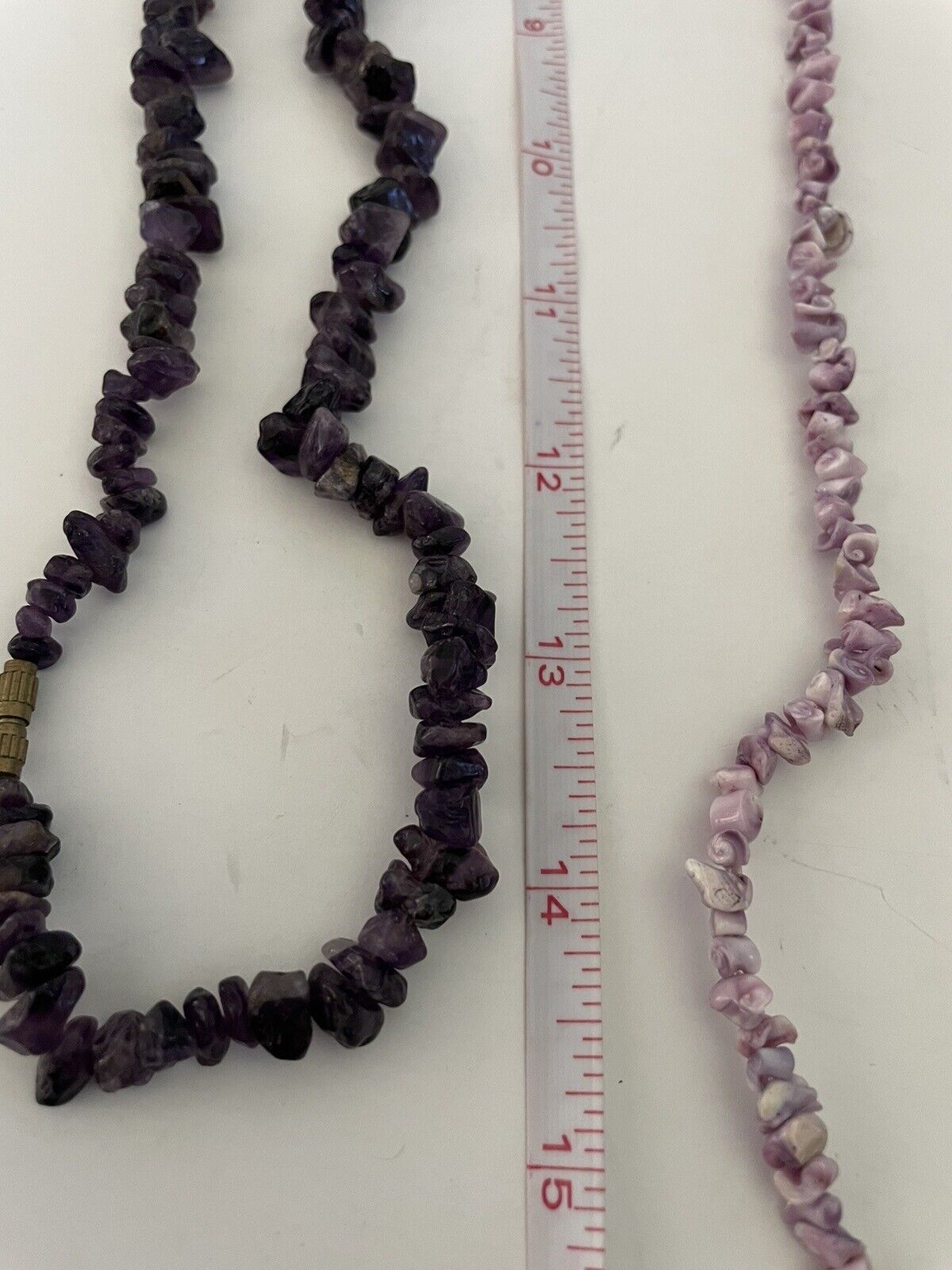Tumbled Purple Amethyst 31” Strand Crown Chakra And 16” Amethyst Chips Necklaces