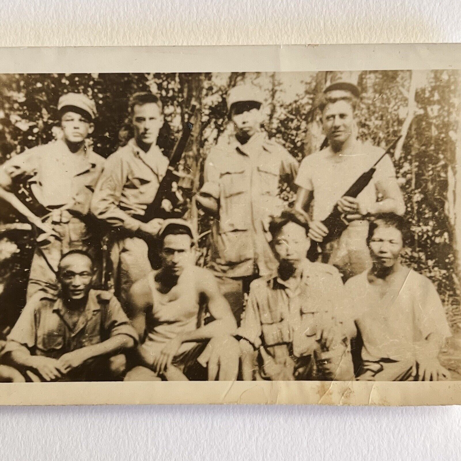 Vintage Snapshot Group Photograph American Soldiers Vietnam War Guns