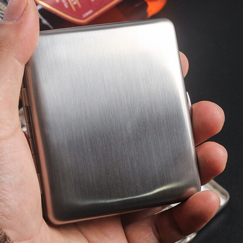 Cigarette Case Polished Stainless Holder Box for Regular Cigarettes Metal Steel