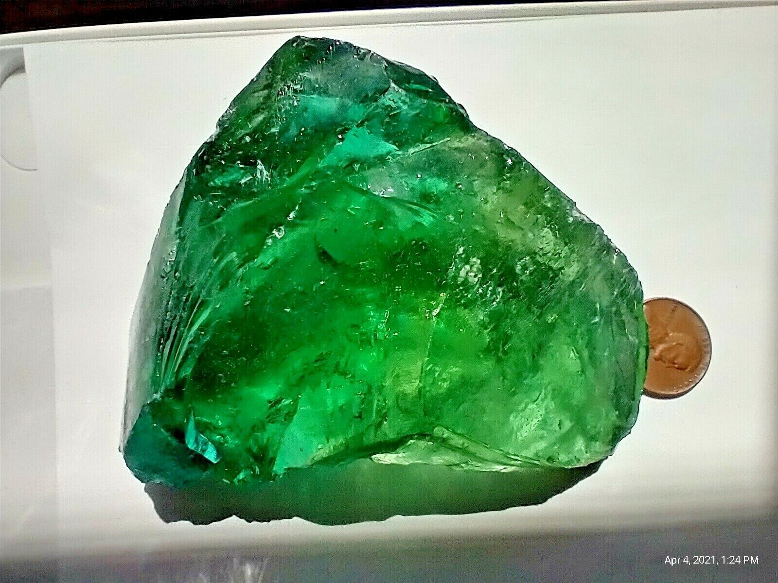 Spiritual Healing Monatomic glow green Earth Shaman healing stone crystal 226 gr