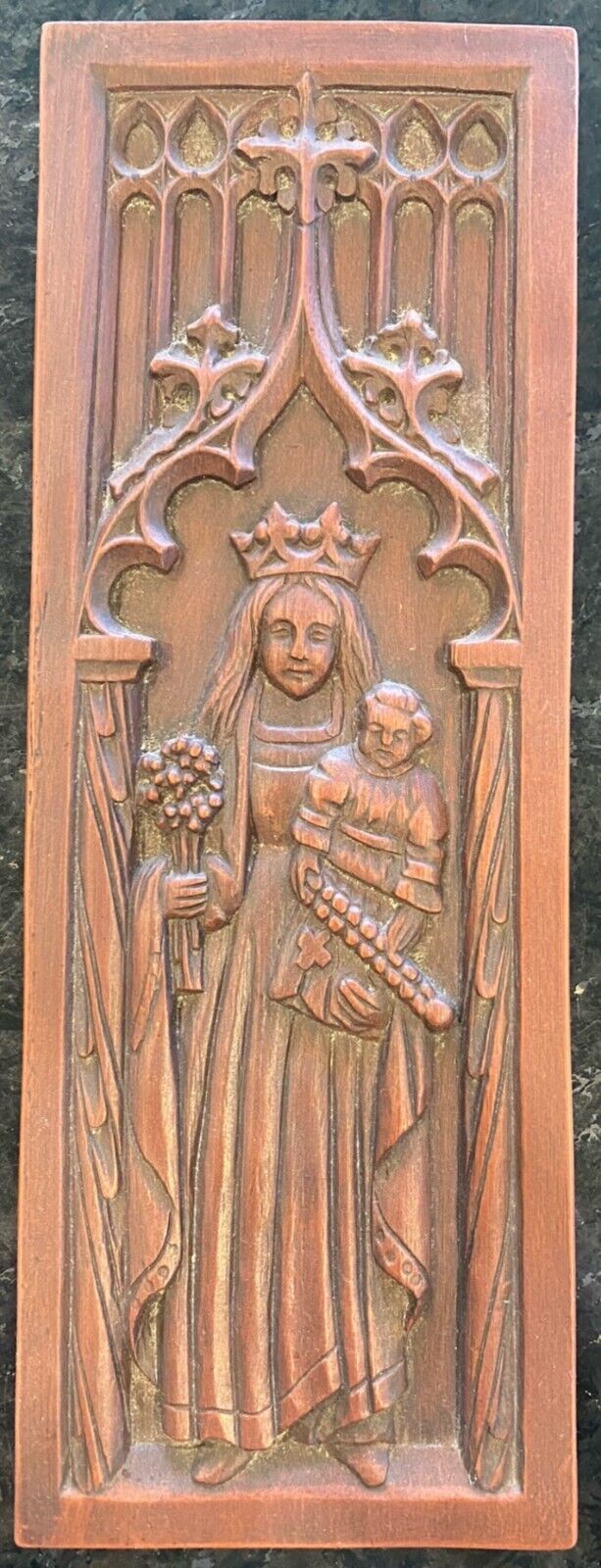 Vintage Facsimiles Ltd Wall Plaque/Mary and Child in Cathedral/Excellent Cond 