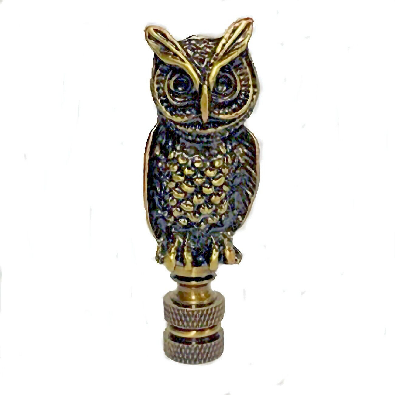OWL LAMP SHADE FINIAL ~ ANTIQUE BRASS  (FINIAL THREAD)