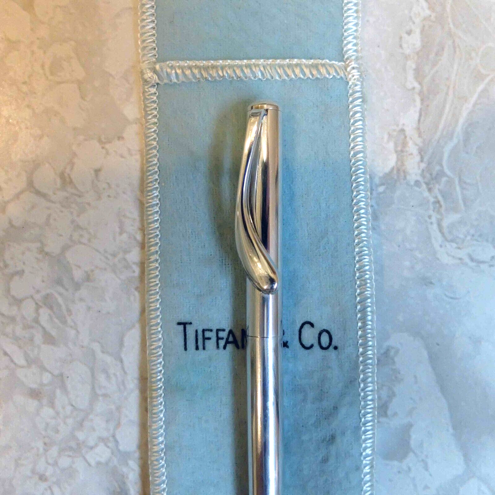 Vintage Tiffany & Co Elsa Peretti Sterling Silver Rollerball Pen with Pouch