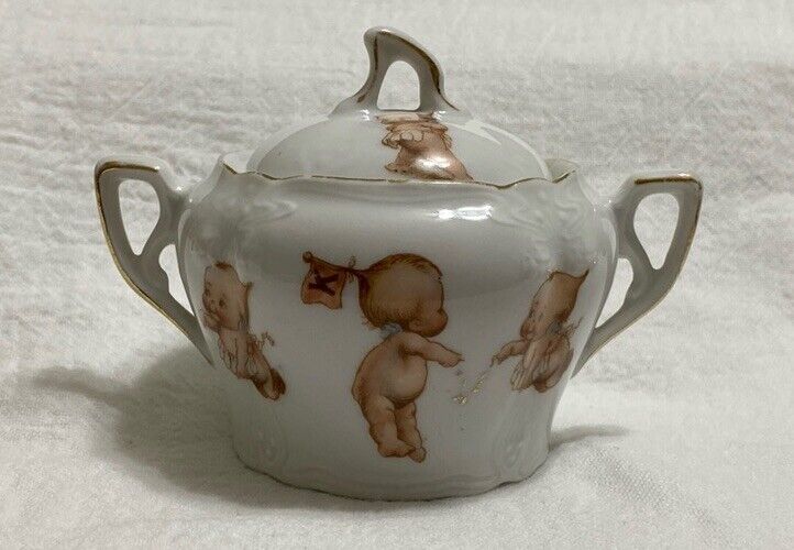 Kewpie Sugar Bowl+Lid Rose O’Neill Wilson Bavaria Child’s Tea Set ~4.25”x 3”