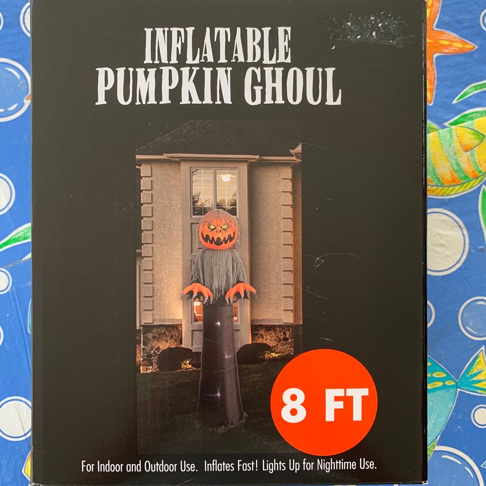 Halloween Prop 8 Foot Inflatable Pumpkin Ghoul Yard Display