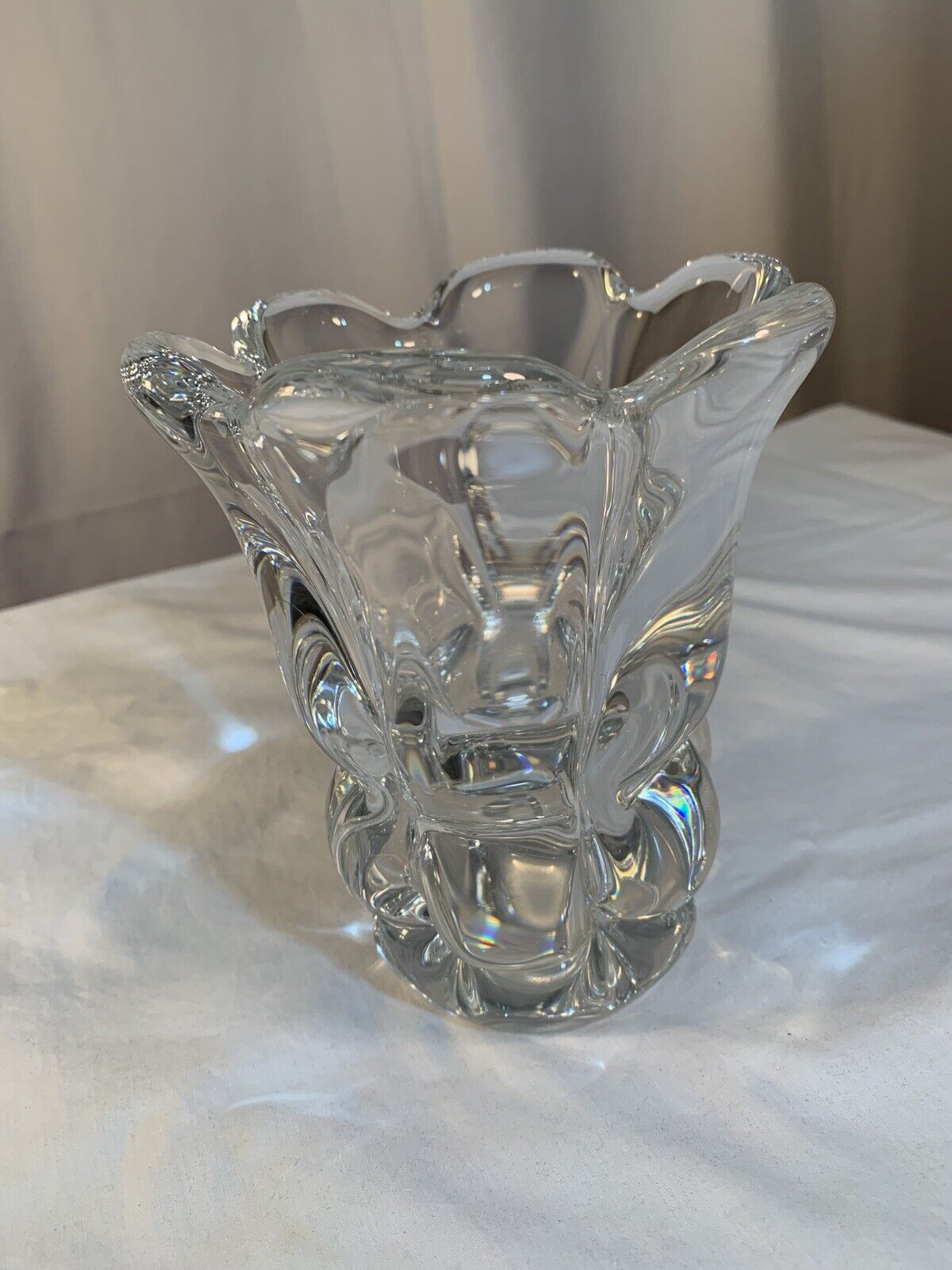 Mid Century Crystal Vase by Nils Landberg for Orrefors, 1950’s