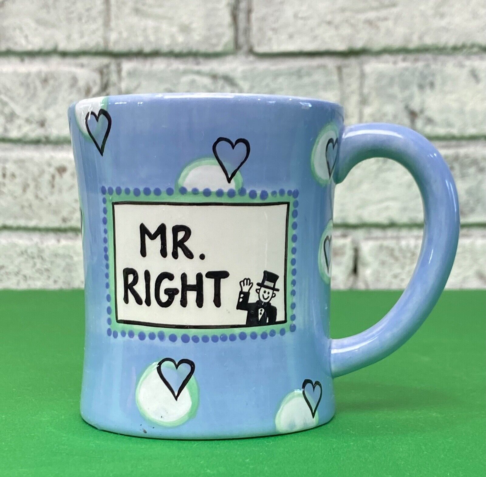 Our Name Is Mud Mr Right Hand Painted Bridal Ceramic Coffee Mug Hot Coco Mug