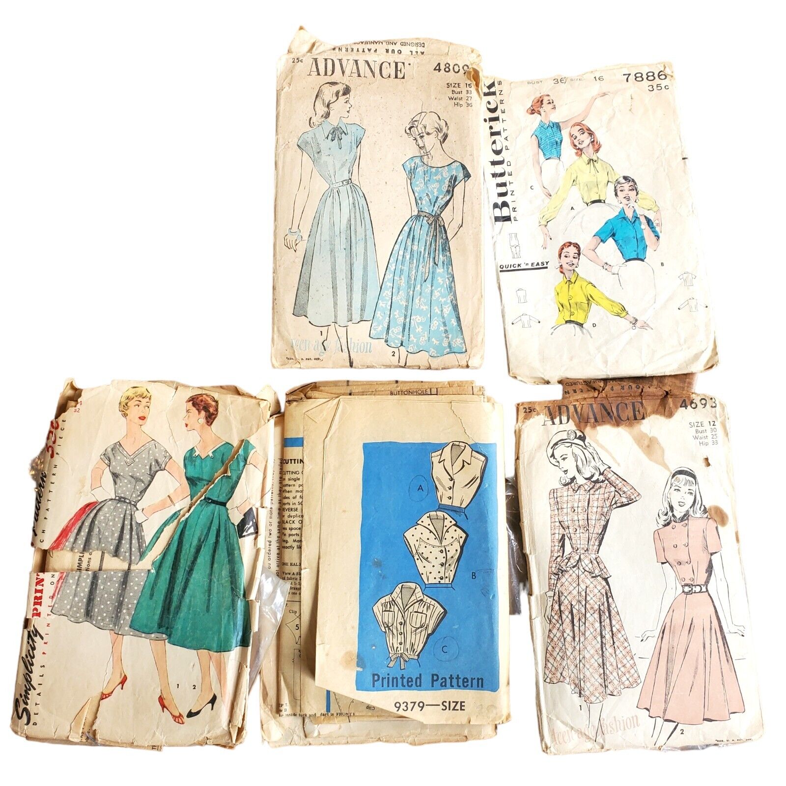Vintage 40s 50s 60s Mod Womens Dress Patterns Lot Vtg 12-16 Modern Small Cut