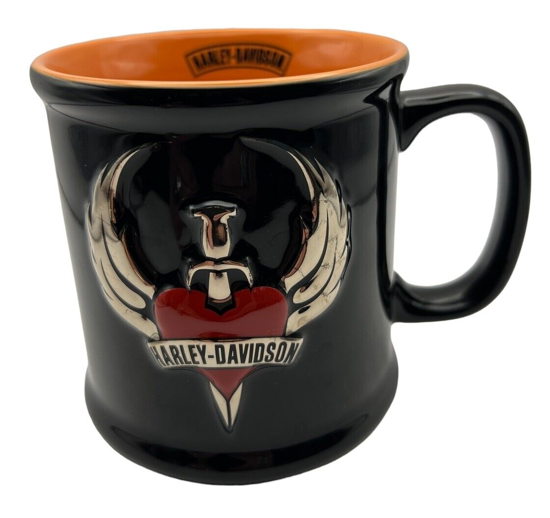 Vintage Harley Davidson Mug Cup 2002 Officially Licensed 3D Coffee Heart Wings