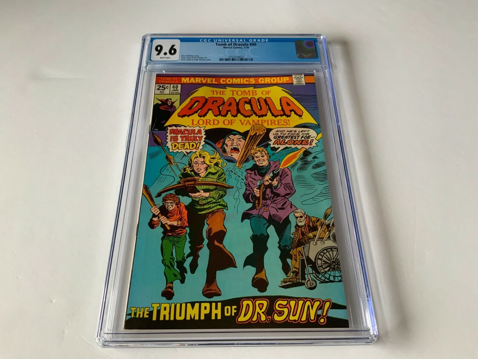 TOMB OF DRACULA 40 CGC 9.6 WHITE PAGES DOCTOR SUN MARVEL COMICS 1976 B