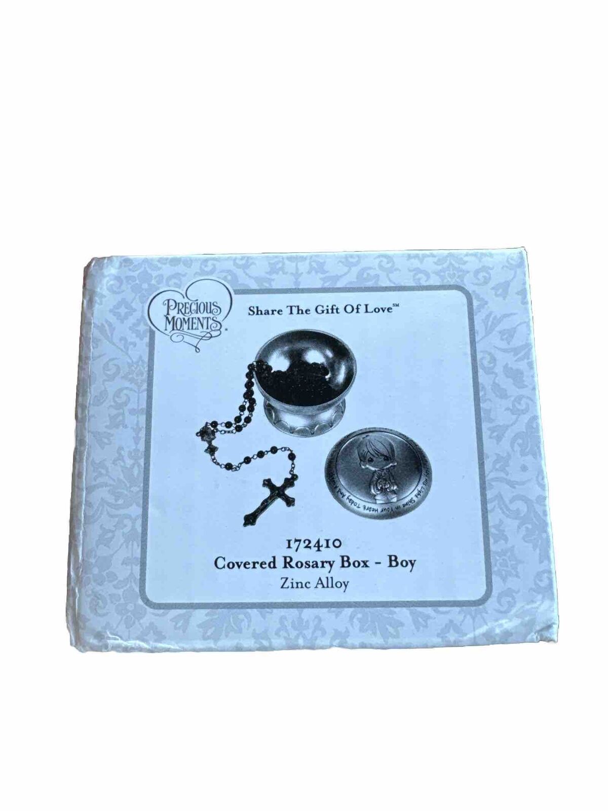 Precious Moments 172410 Share the Gift of Love Covered Rosary Box Boy Easter