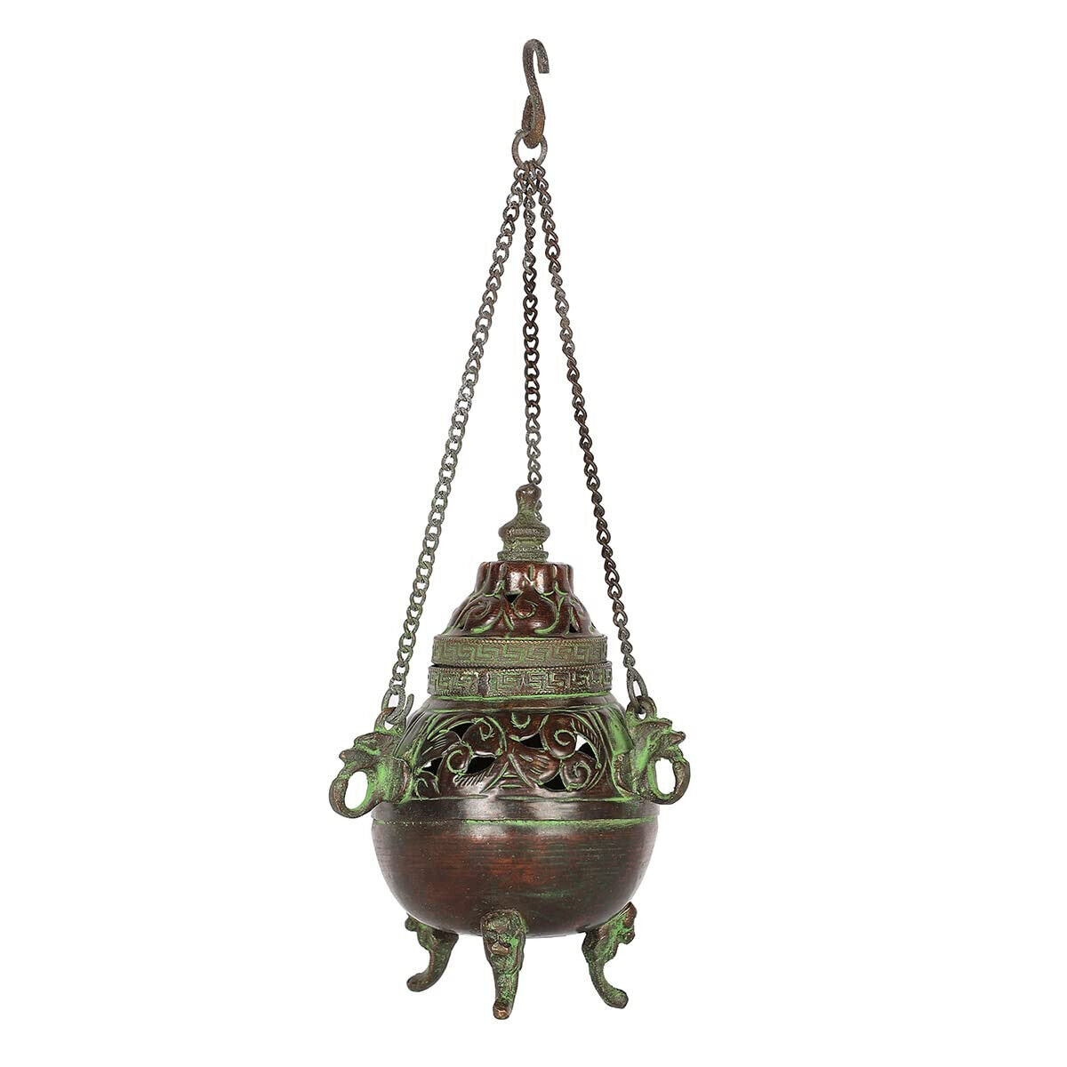 Traditional Brass Antique Finish Hanging Incense Burner Assotred Color