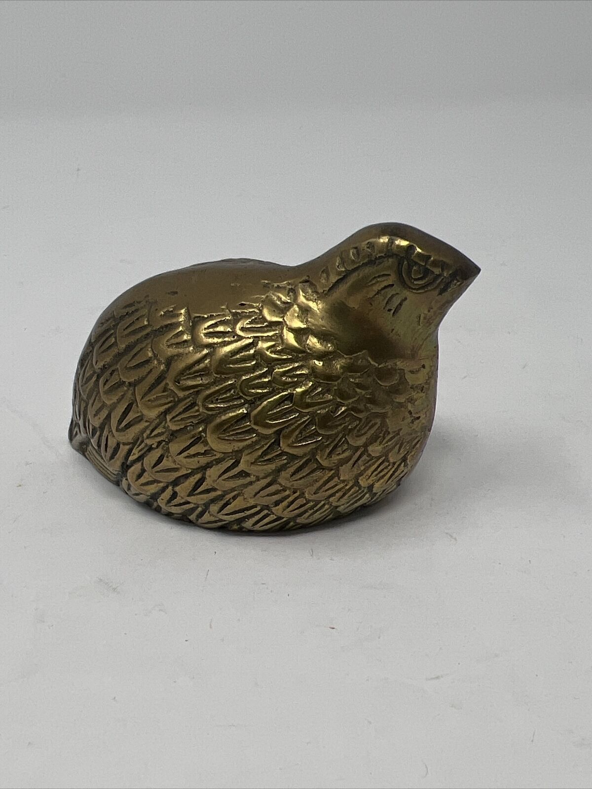 Brass Dove Pheasant Quail Bird MCM Paperweight Figurine Vintage